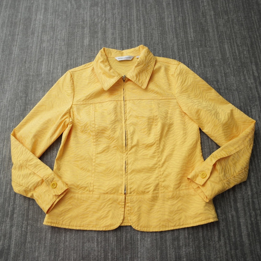 Draper's & Damon's Jacket Women Full Zip Yellow Textured Long Sleeve Small